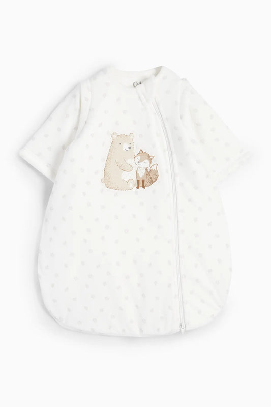 Bear and fox - baby sleeping bag 0-3 months