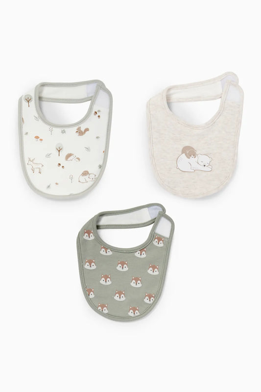 Pack of 3 woodland animals bibs