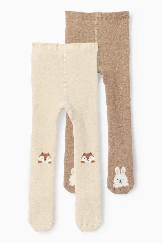 Pack of 2 forest animals non-slip thermal tights