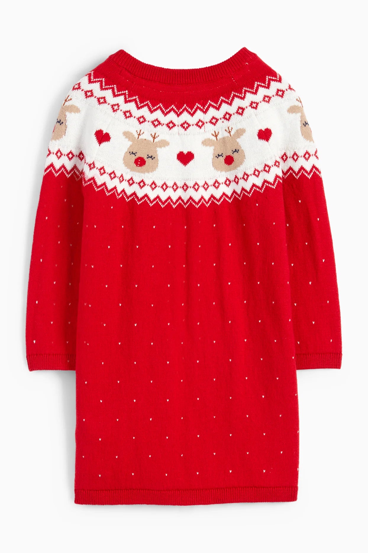 Knitted baby Christmas dress - polka dot