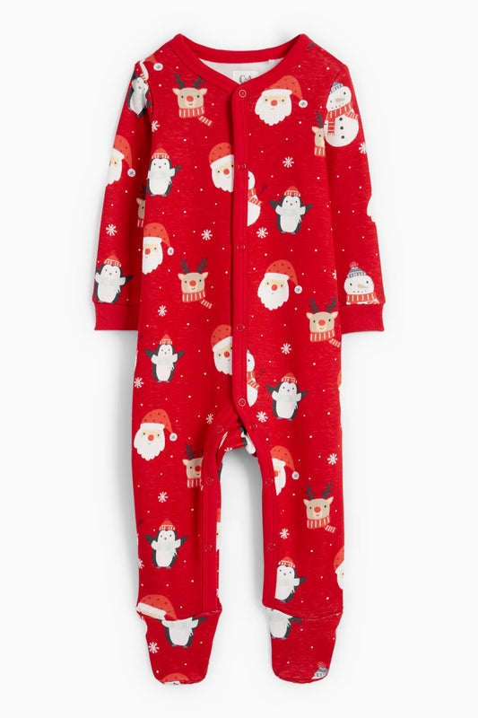 Christmas lined sleepsuit