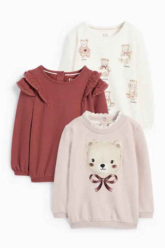 Pack of 3 teddy bear sweatshirts - Pink