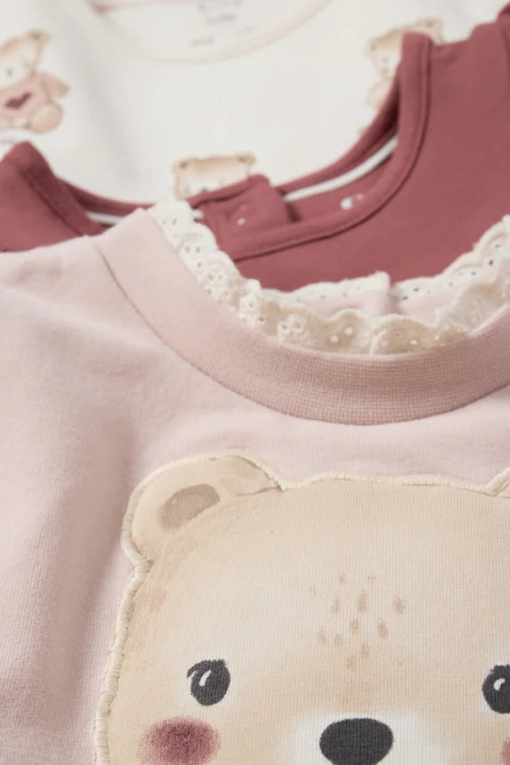 Pack of 3 teddy bear sweatshirts - Pink