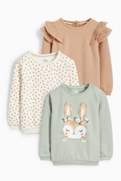 Pack of 3 Bunny and Flowers sweatshirts