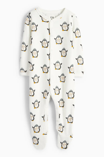 Penguin lined sleepsuit