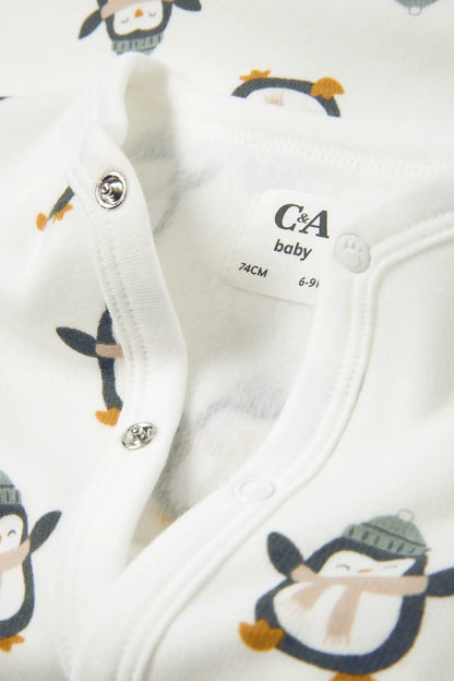 Penguin lined sleepsuit