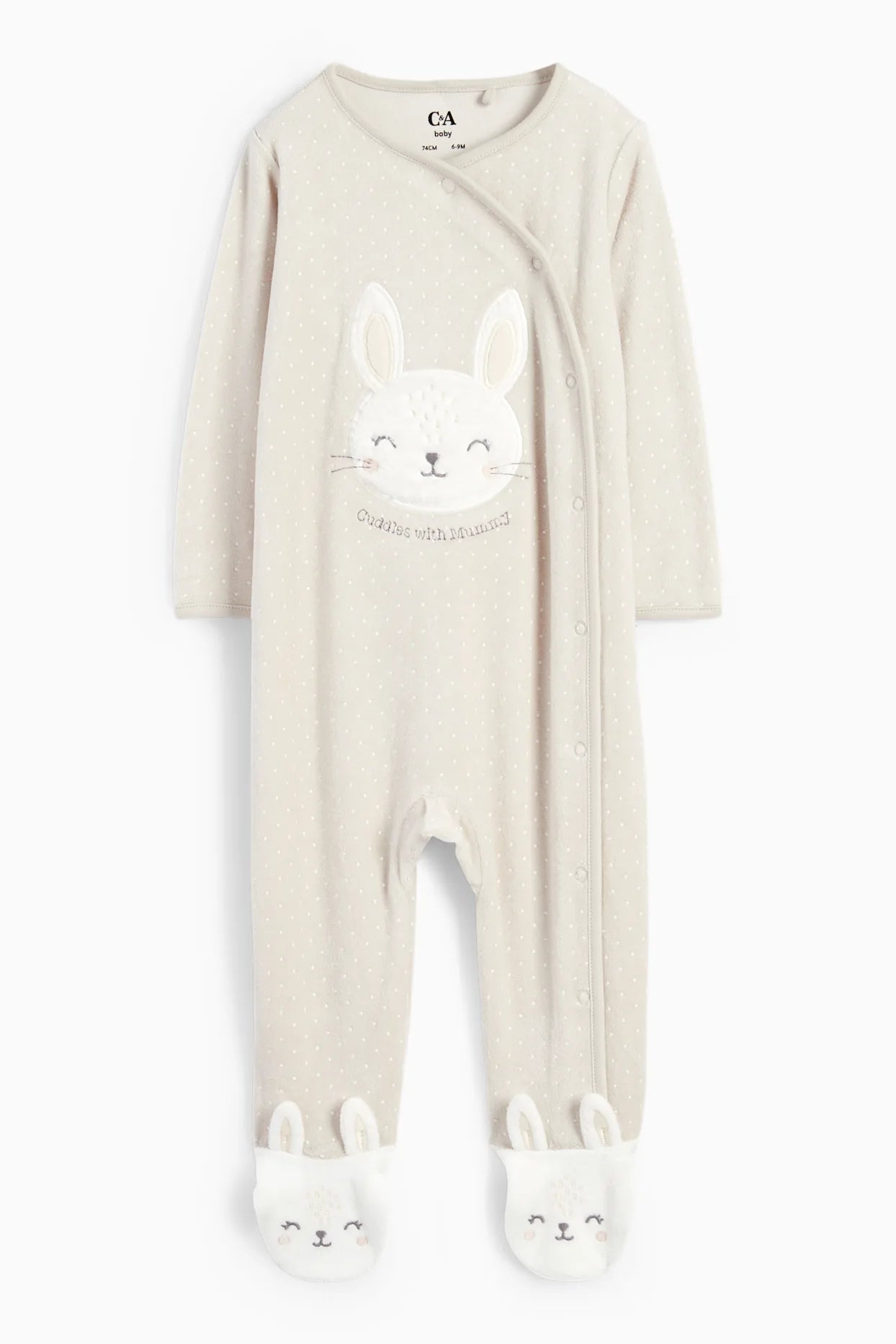 Rabbit velour sleepsuit - polka dot