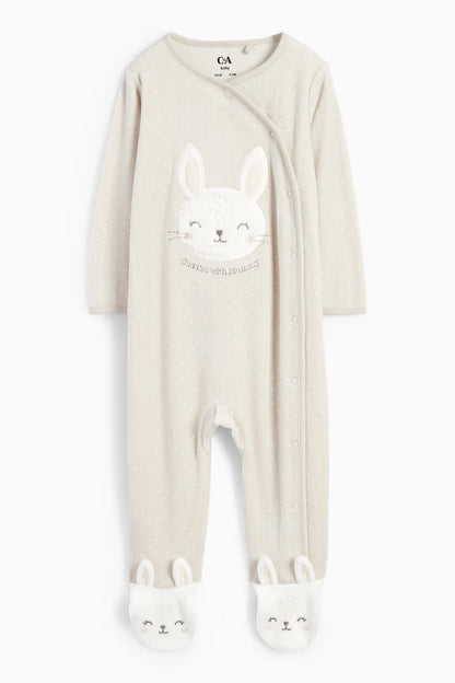 Rabbit velour sleepsuit - polka dot