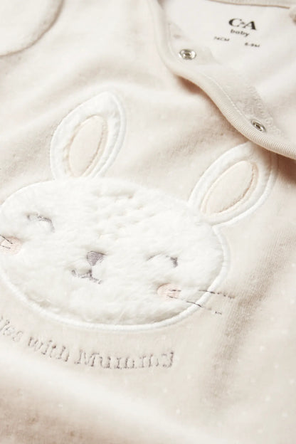 Rabbit velour sleepsuit - polka dot