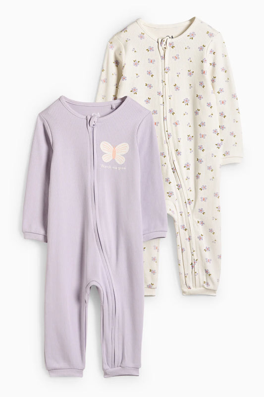 Pack of 2 baby sleepsuits - Butterfly
