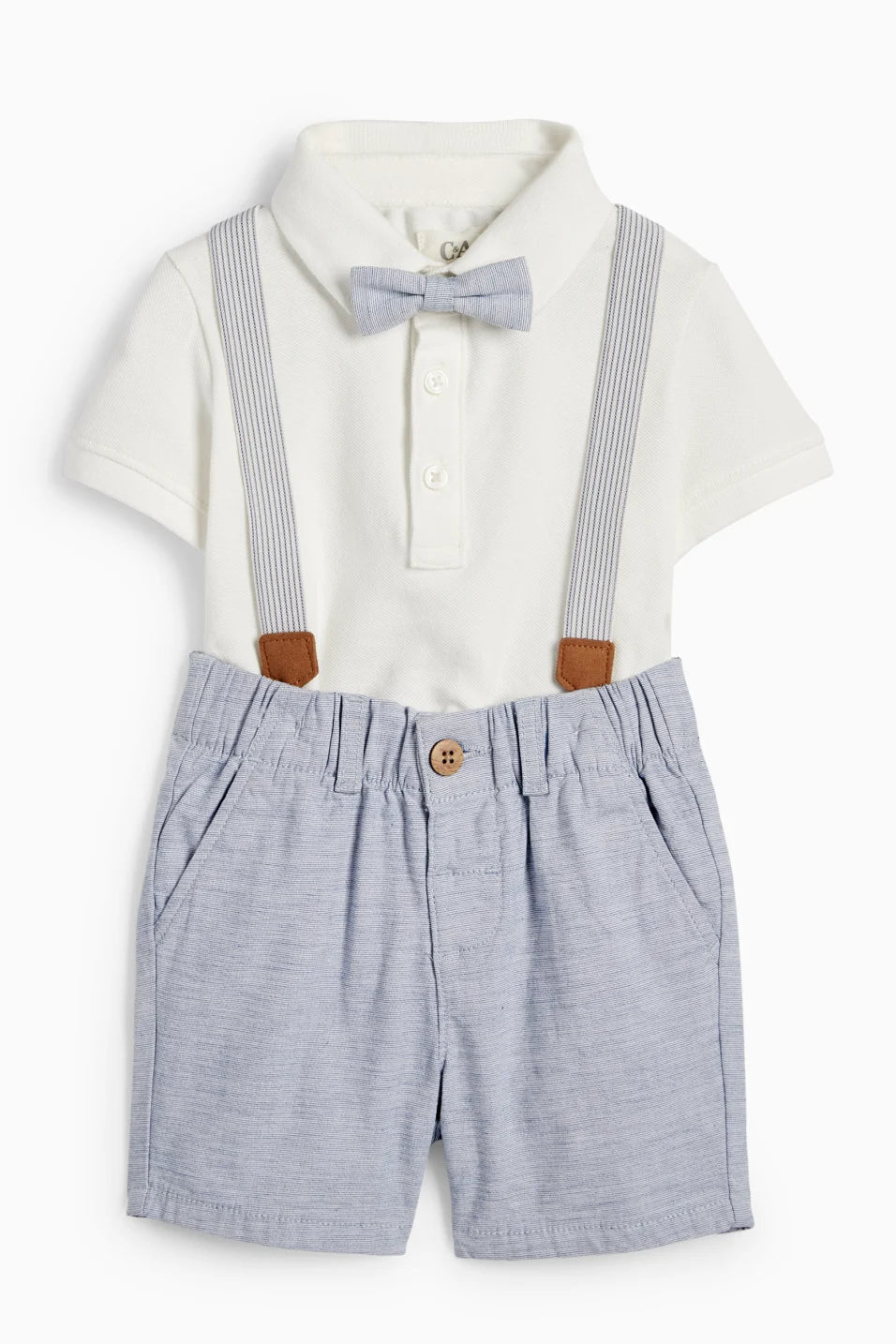 Baby Boy outfit with detachable elastic suspenders