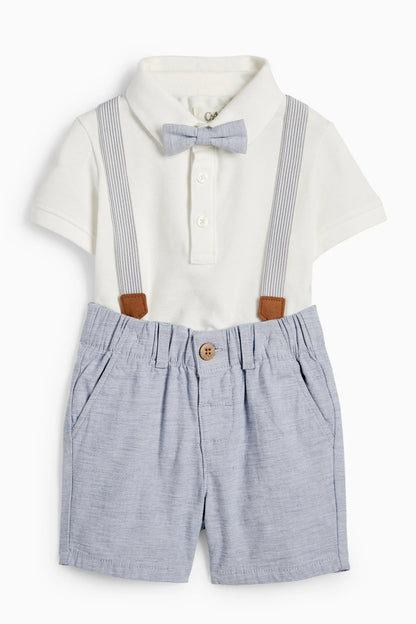 Baby Boy outfit with detachable elastic suspenders