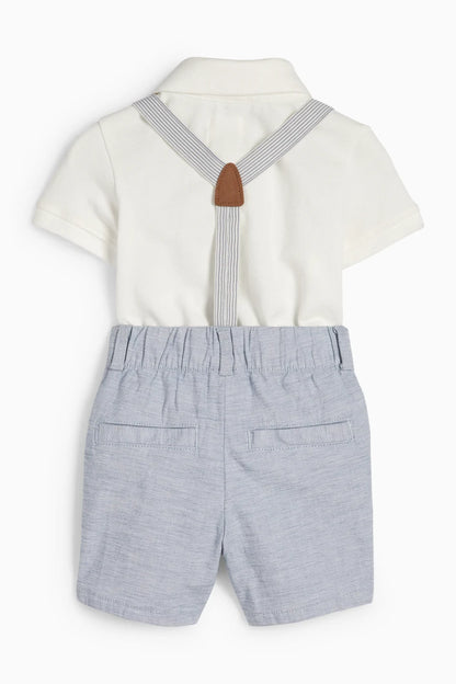 Baby Boy outfit with detachable elastic suspenders