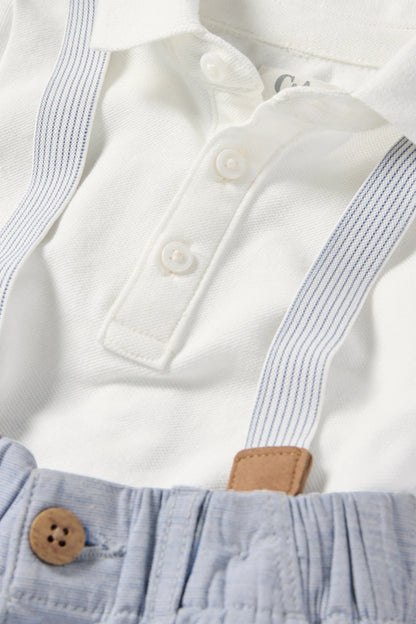 Baby Boy outfit with detachable elastic suspenders