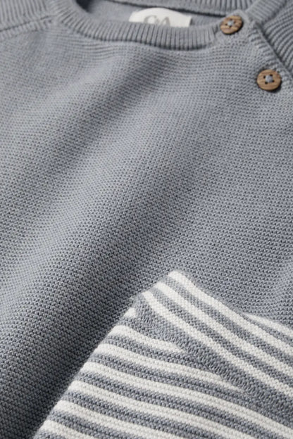 Knit baby outfit - Stripped Gray