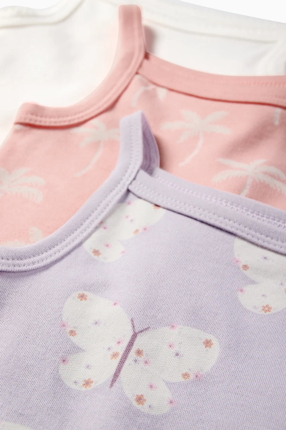Pack of 3 bodysuits with spaghetti straps - Palms and Butterflies