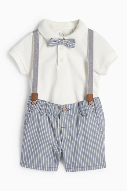 Baby Boy outfit with detachable elastic suspenders