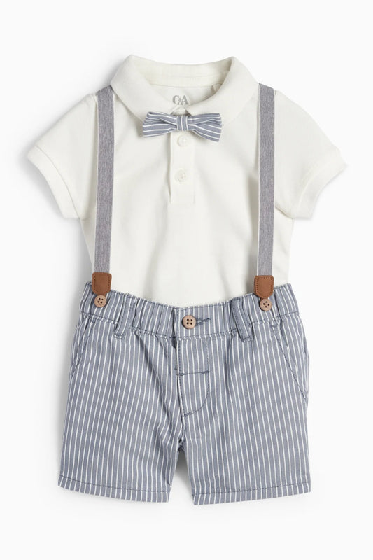 Baby Boy outfit with detachable elastic suspenders