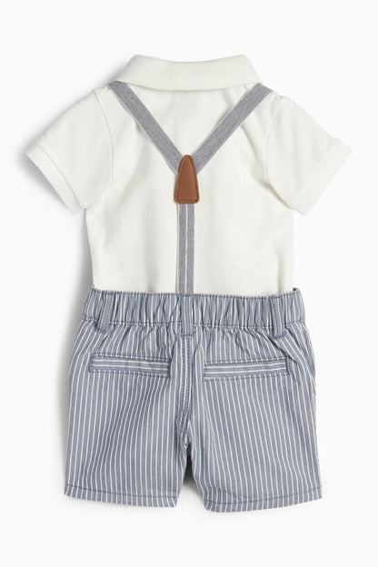 Baby Boy outfit with detachable elastic suspenders
