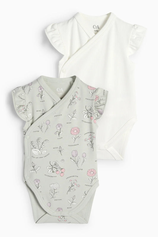 Pack of 2 baby wrap bodysuits - Flory