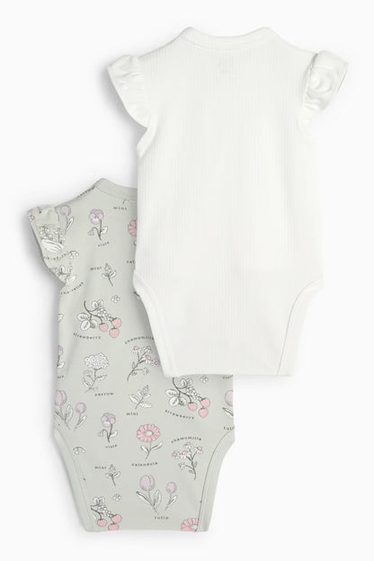 Pack of 2 baby wrap bodysuits - Flory
