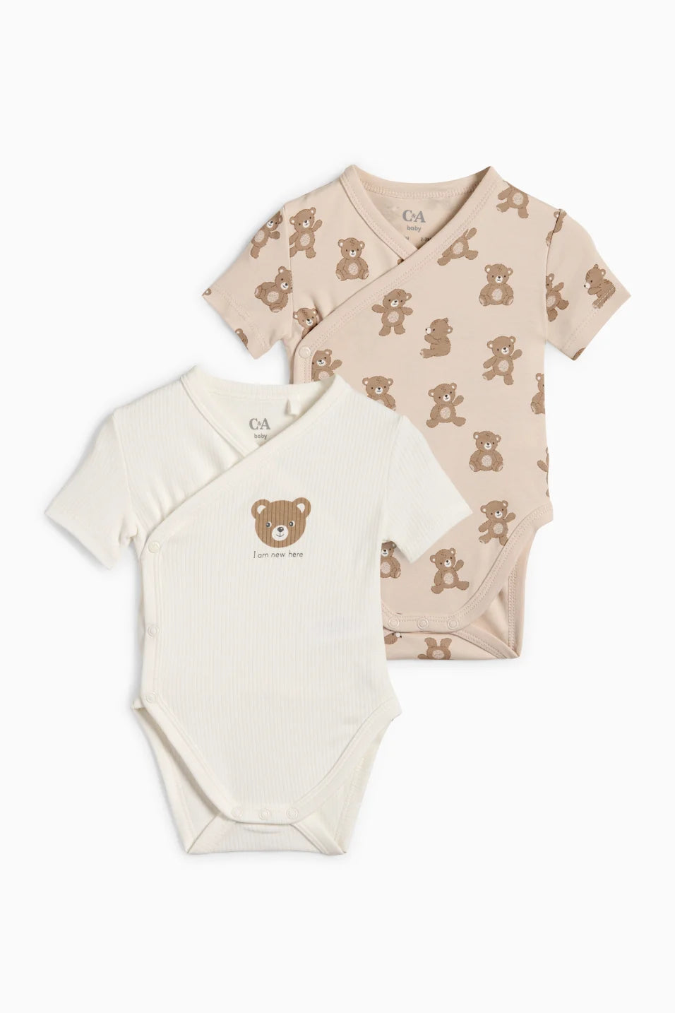 Pack of 2 baby wrap bodysuits - Teddy Bear