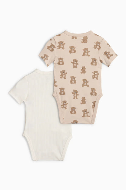Pack of 2 baby wrap bodysuits - Teddy Bear