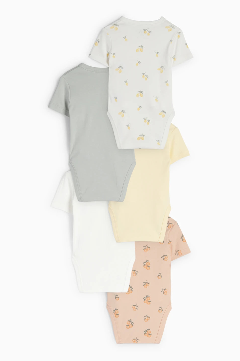 Pack of 5 baby wrap bodysuits - Oranges and Lemons