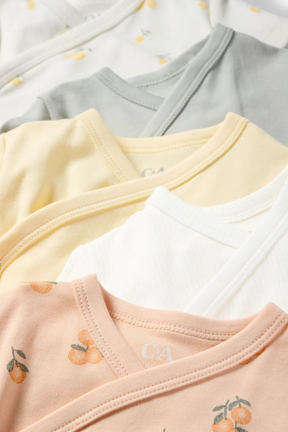 Pack of 5 baby wrap bodysuits - Oranges and Lemons