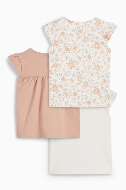 Pack of 3 T-shirts - Flowers & Wild Animals