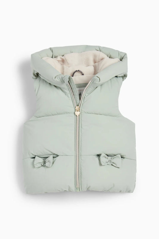 Lined quilted vest with hood - water repellent