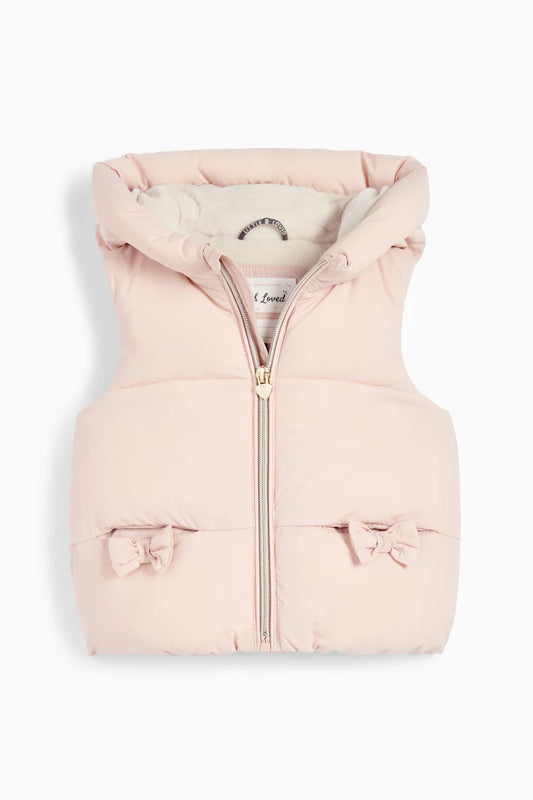 Lined quilted vest with hood - water repellent