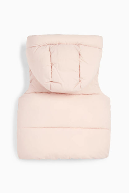 Lined quilted vest with hood - water repellent