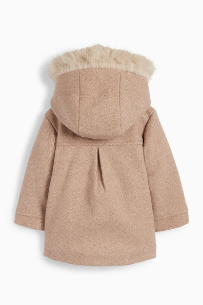 Heart - coat with hood and faux fur trim