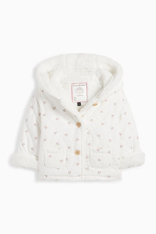 Cherry - Corduroy quilted jacket with hood