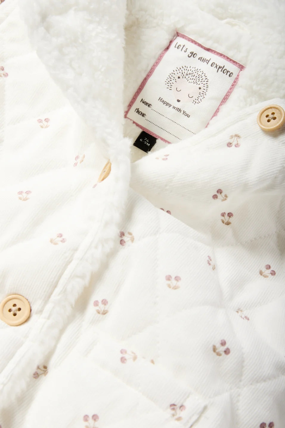 Cherry - Corduroy quilted jacket with hood