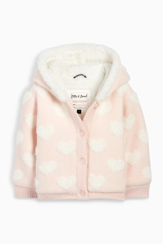Hearts - Lined hooded cardigan