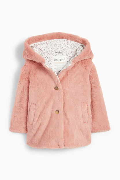 Baby faux fur coat with hood