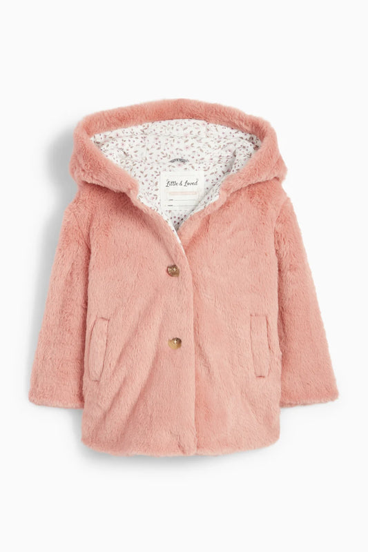 Baby faux fur coat with hood