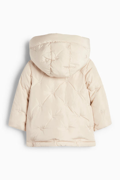 Bow - Baby quilted jacket with hood - Cream