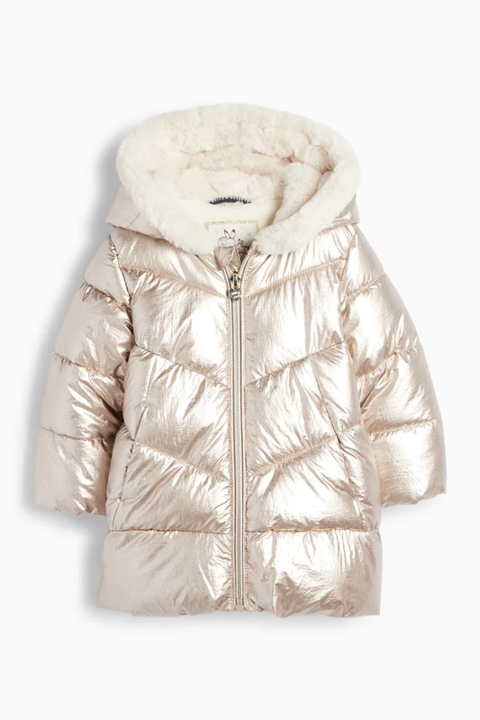 Quilted jacket with hood - shiny