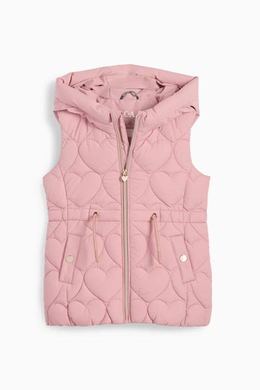Hearts - Quilted vest with hood - water repellent
