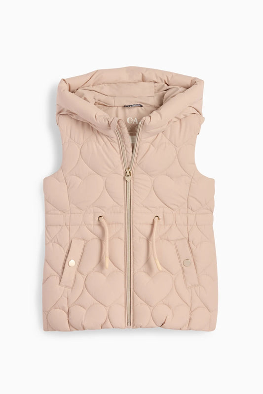 Hearts - Quilted vest with hood - water repellent