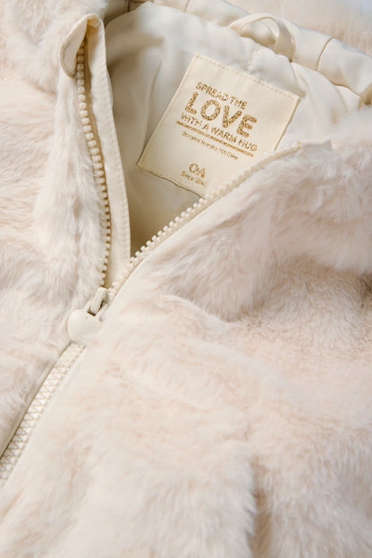 Hooded faux fur jacket