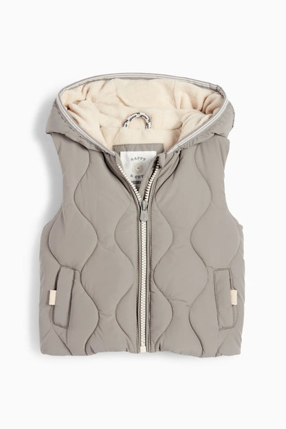 Lined quilted vest with hood - water repellent
