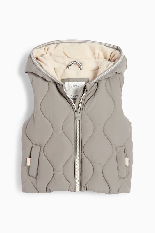 Lined quilted vest with hood - water repellent