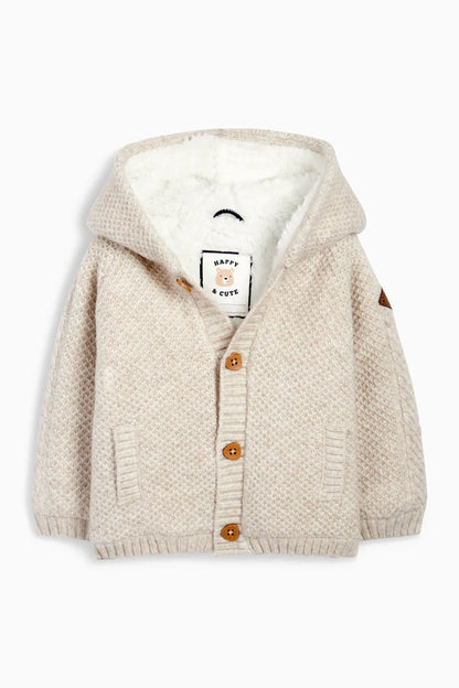 Knit Hooded Cardigan - Lined