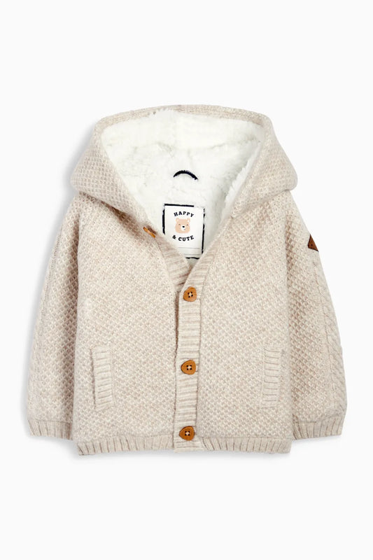 Knit Hooded Cardigan - Lined
