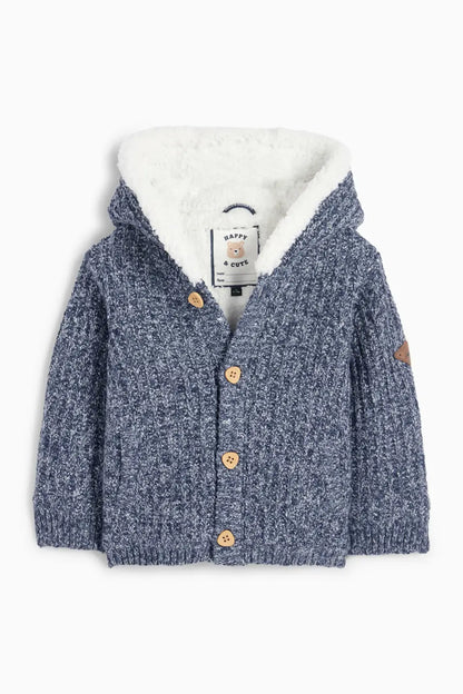 Knit Hooded Cardigan - Lined