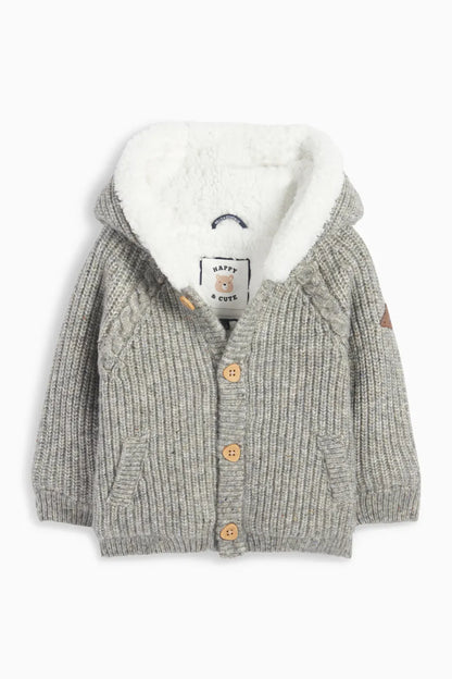 Knit Hooded Cardigan - Lined